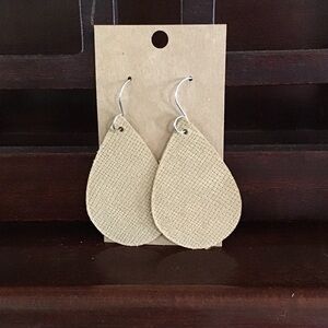 Neutral Teardrop Faux Leather Earrings - Lightweight Women Jewelry